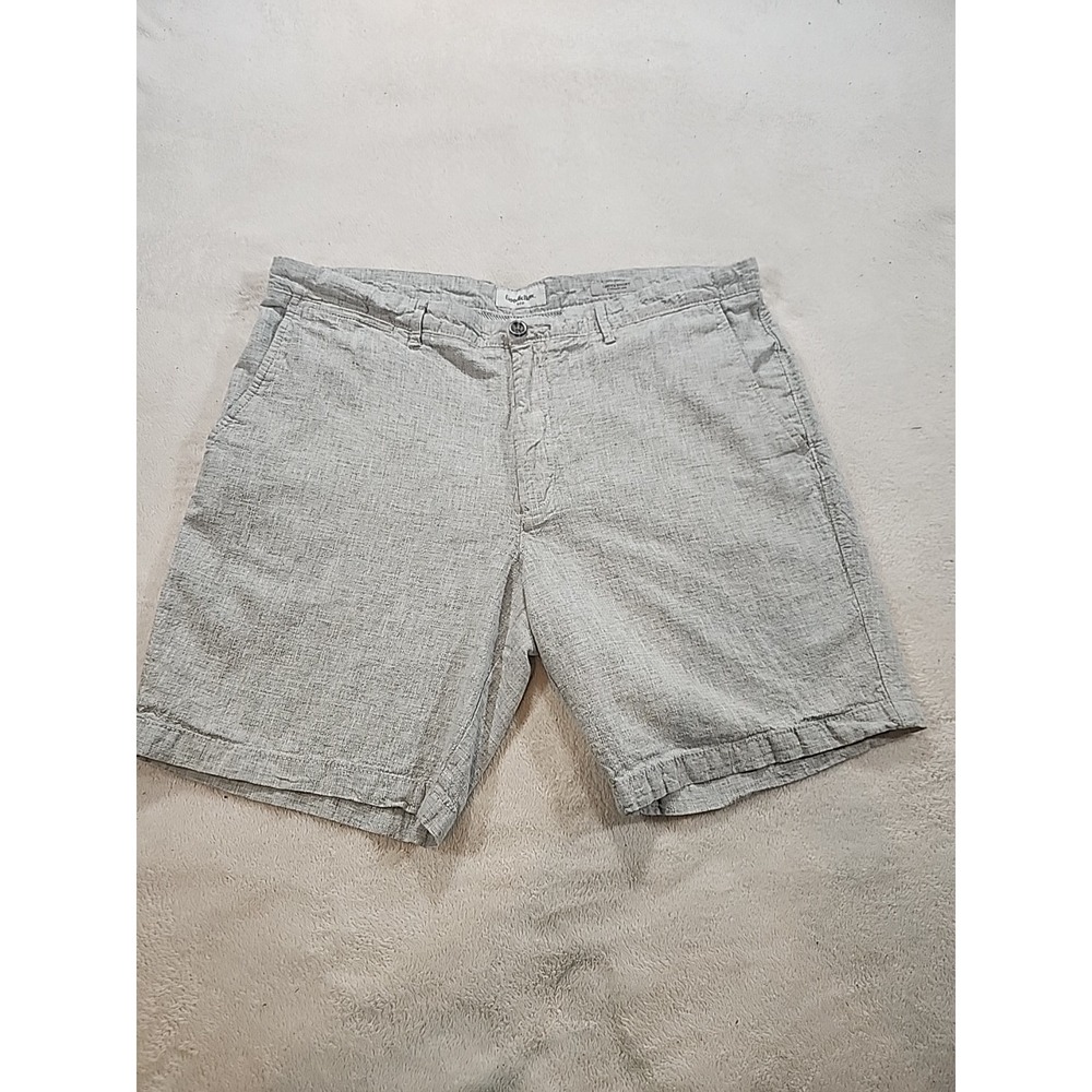 Men's 38W Goodfellow Flat Front Light Cream Linden Shorts Linen Blend 9" In